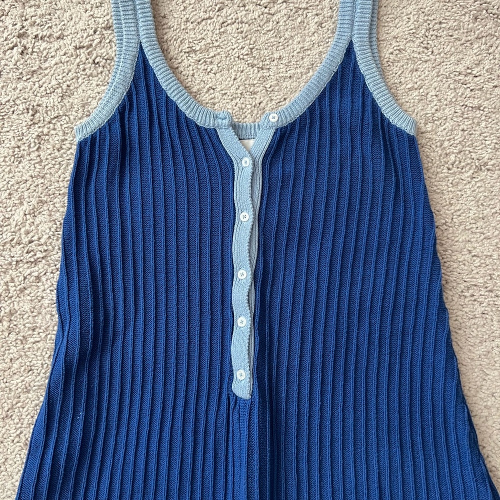 NWOT Free People Rue Stiic Blue Knit Romper Small - Picture 5 of 9